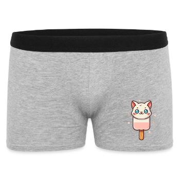 niedliches Katzen-Eis-Motiv für den Sommer - Männer Boxer Shorts - Grau meliert - Vorne