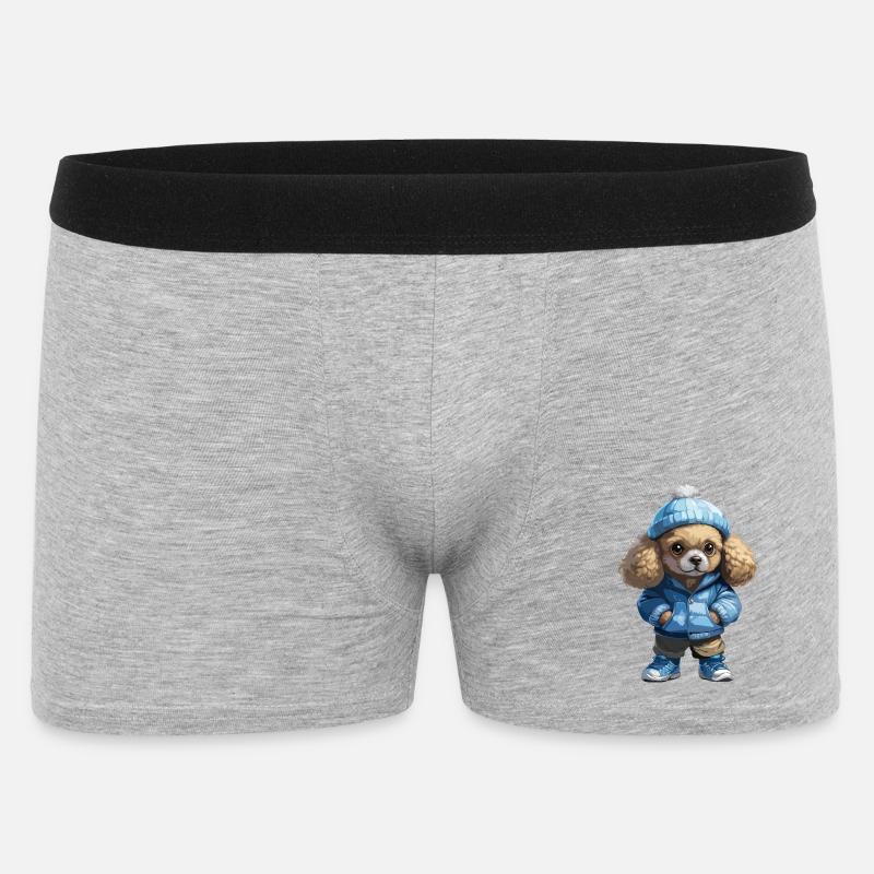 Pudel Herbst Winter Outfit - Männer Boxer Shorts - Grau meliert