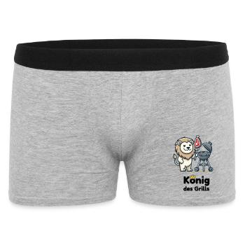 Löwe am Grill mit Krone - Männer Boxer Shorts - Grau meliert - Vorne
