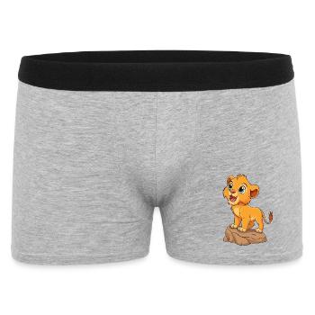 Cheerful Baby Lion Cub Roaring, on a Rock v03 - Men's Boxer Shorts - heather grey - Front