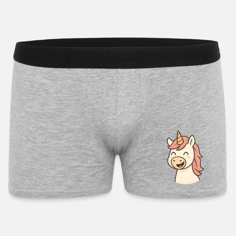 Lachendes_Einhorn - Männer Boxer Shorts - Grau meliert