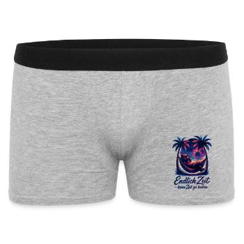 Ruhestand Rente Bär Rentner Palmen Zeit Geschenk - Männer Boxer Shorts - Grau meliert - Vorne