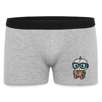 Geek robot with glasses and book - Men's Boxer Shorts - heather grey - Front