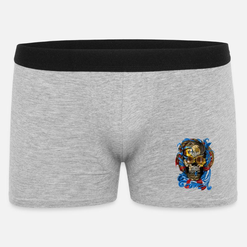 Barock Skull mit Blau Bändern - Männer Boxer Shorts - Grau meliert