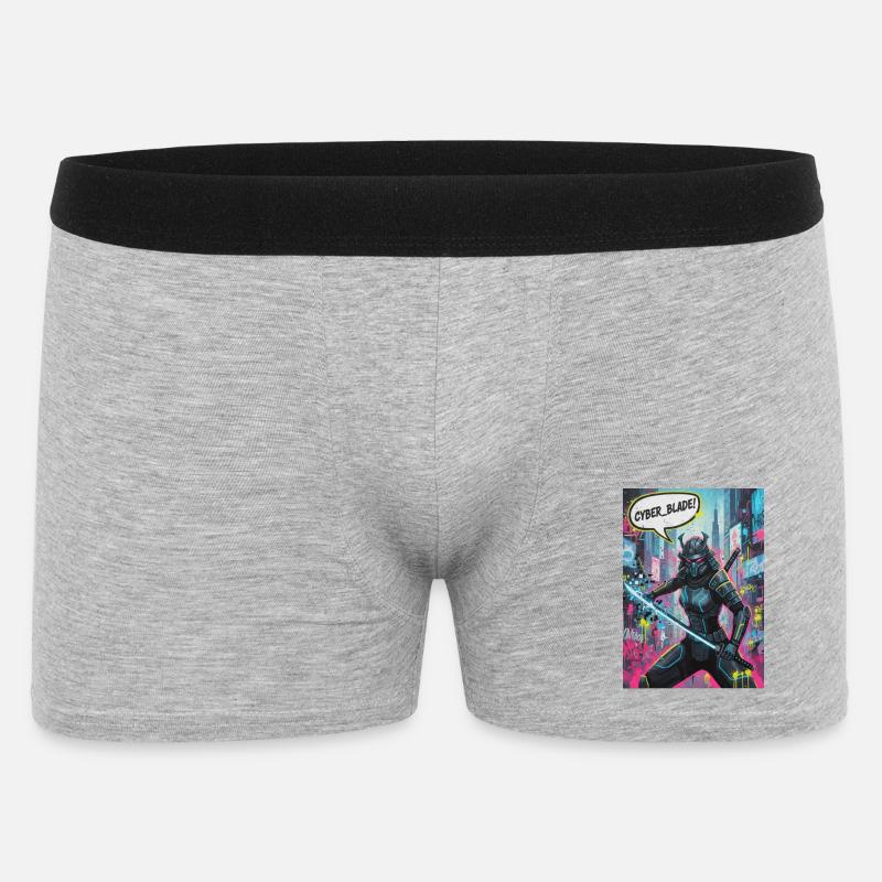 Cyber Samurai Neon Graffiti - Männer Boxer Shorts - Grau meliert