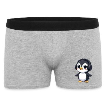 pingouin drôle avec des écouteurs, musique, joie - Boxer Homme - gris chiné - Devant