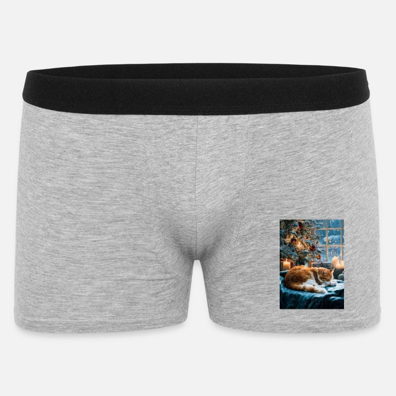 Sieste de chat de Noël douillette - Boxer Homme - gris chiné