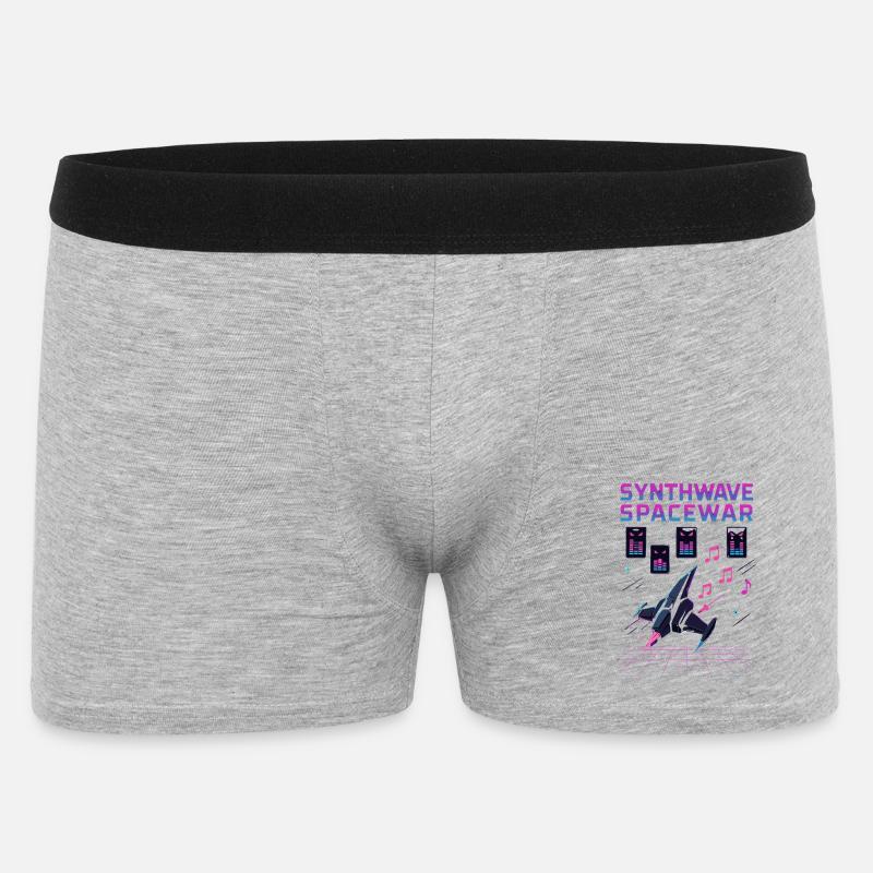 SYNTHWAVE SPACEWAR Vaisseau Rétro Neon 80s - Boxer Homme - gris chiné
