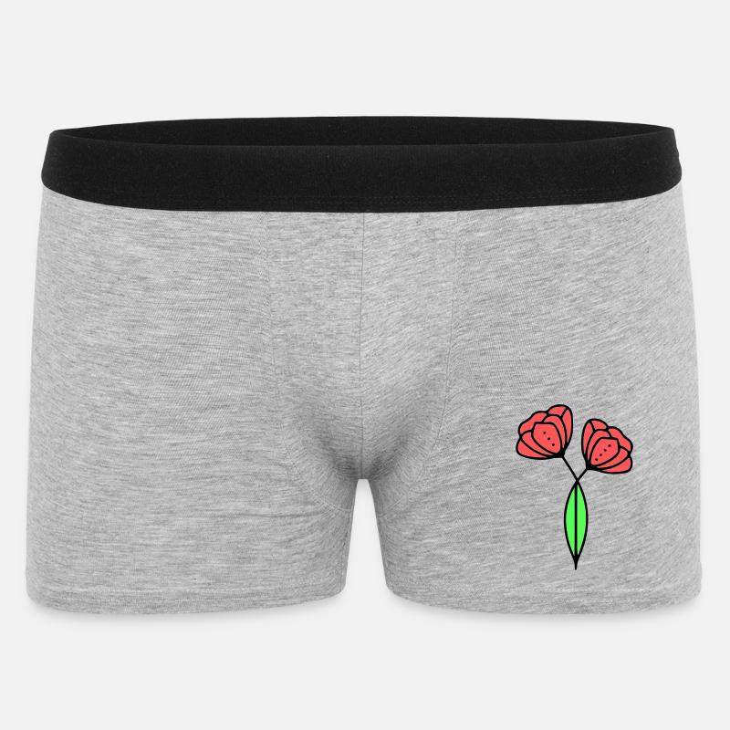 mohnblume-mohnblumen-minimalistisch-line-art-6 - Männer Boxer Shorts - Grau meliert