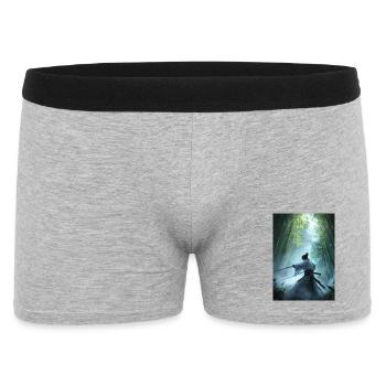 Samurai im Wald - Männer Boxer Shorts - Grau meliert - Vorne