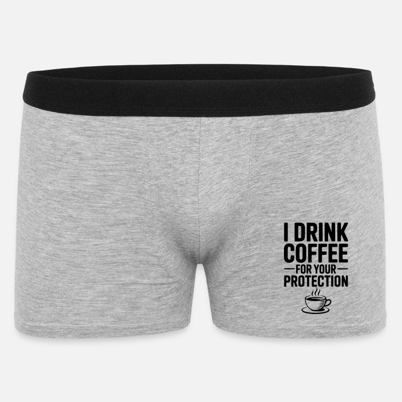 Jeg drikker kaffe for din beskyttelse - Boxer Shorts til mænd - grå meleret