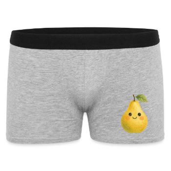 Yellow Pear with Face Watercolor Fruit Baby Child - Men's Boxer Shorts - heather grey - Front