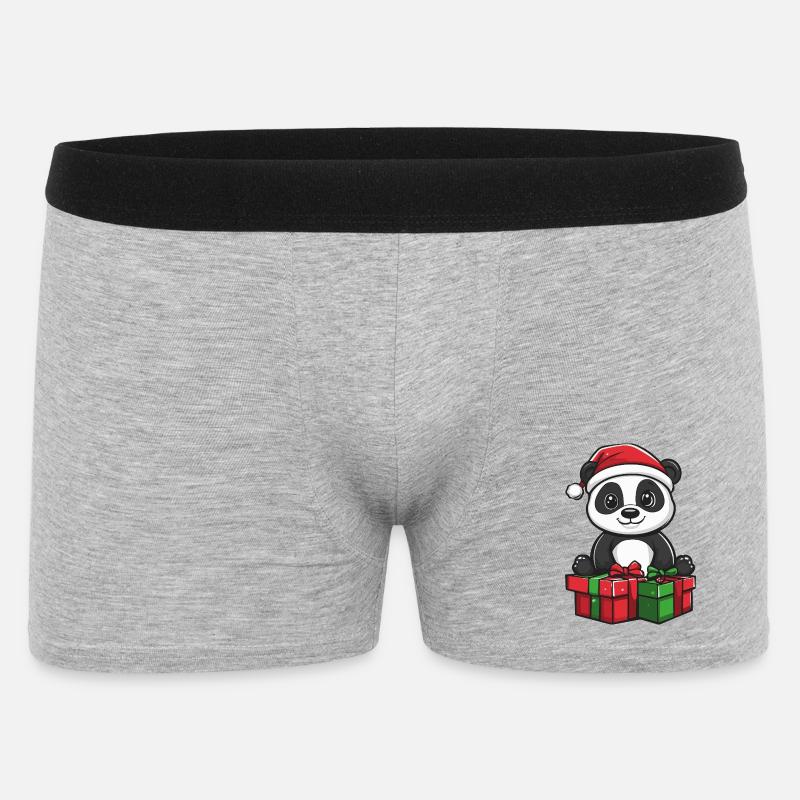 Panda Weihnachten Geschenke - Männer Boxer Shorts - Grau meliert