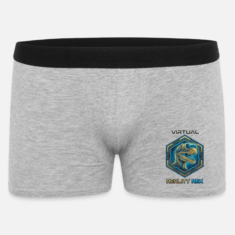 Virtual Reality Rex Dino - Männer Boxer Shorts - Grau meliert