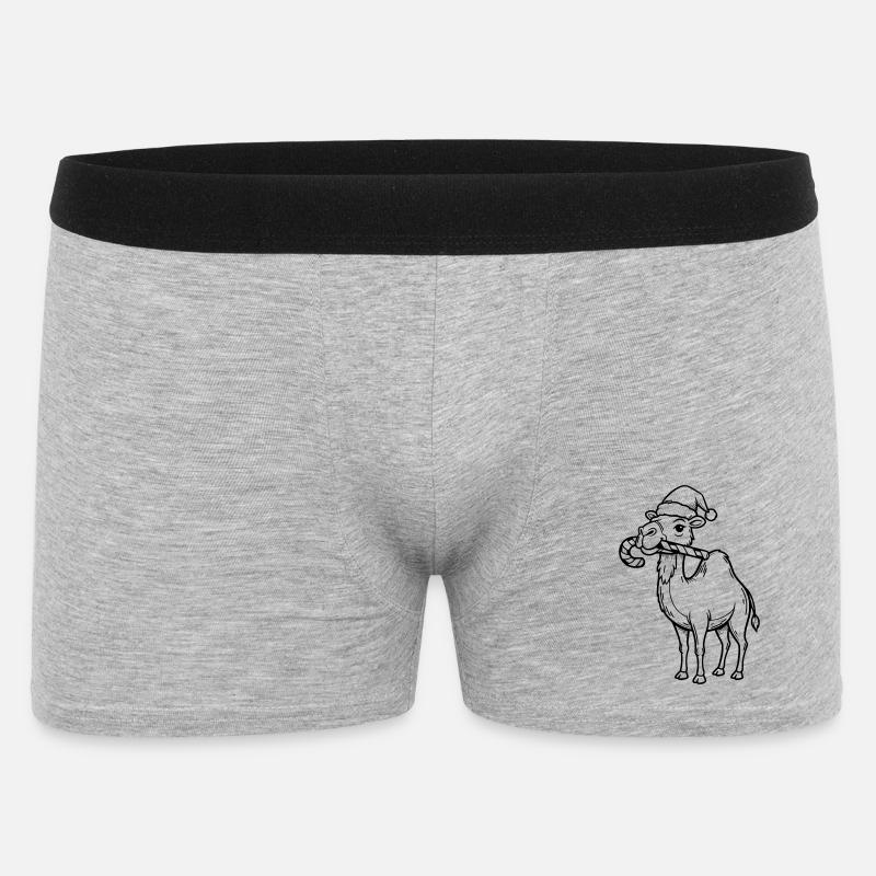Kamel mit Weihnachtsmütze Illustration - Männer Boxer Shorts - Grau meliert