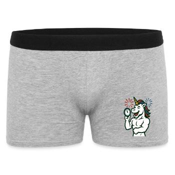 Mascotte illustrée du Temps de la Licorne Forte - Boxer Homme - gris chiné - Devant