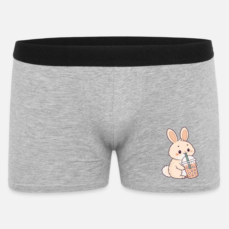 Rabbit Bubble Tea Süßigkeit - Männer Boxer Shorts - Grau meliert