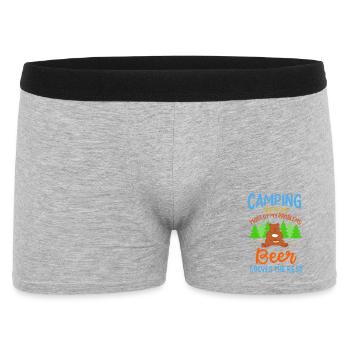 Funny Camping Bear Beer Solves Problems Art - Men's Boxer Shorts - heather grey - Front