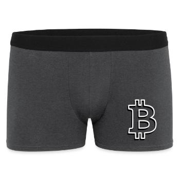 Bitcoin Logo Outline Neon Minimalistisch - Männer Boxer Shorts - Anthrazit - Vorne