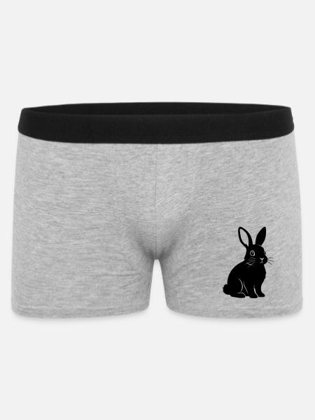 Bunny Rabbit Silhouette Black Vector - Men's Boxer Shorts - heather grey