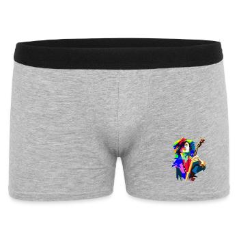 Rock'n'Roll-Gitarrist in Bühnen-Action-Pop-Kunst - Männer Boxer Shorts - Grau meliert - Vorne