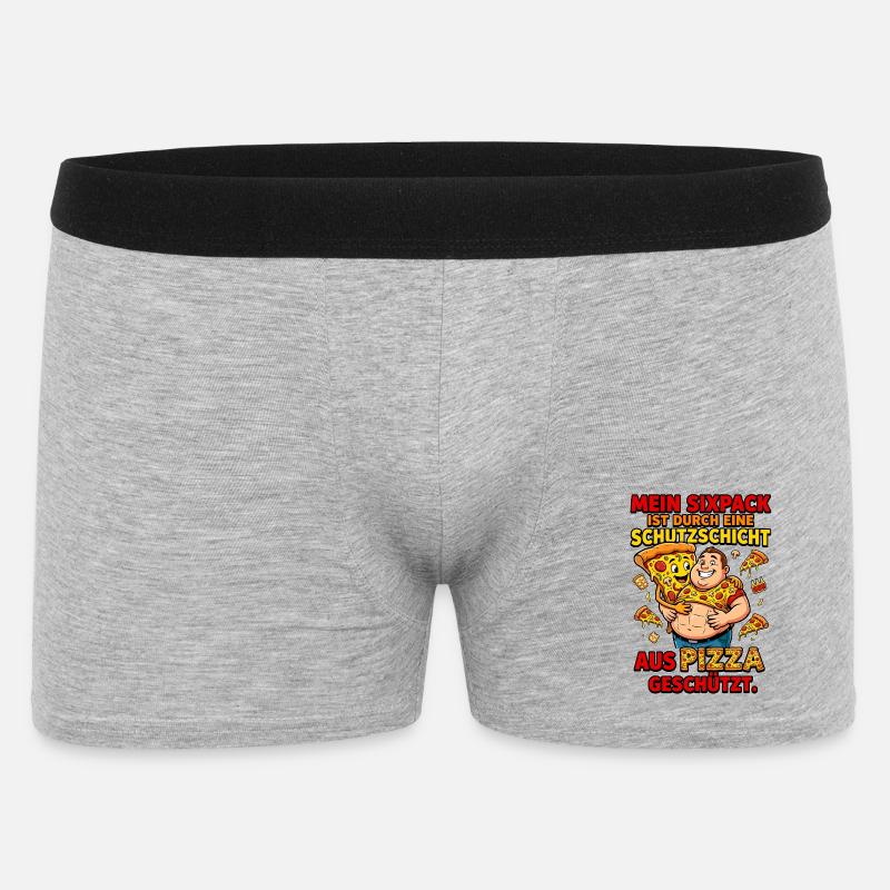 Pizza Sixpack Protective Layer Meme - Men's Boxer Shorts - heather grey