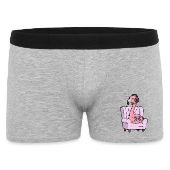 Gamer Flamingo Bird Playing Video Games - Men's Boxer Shorts - heather grey - Front