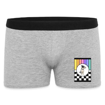 Hund im Regenbogenrahmen - Männer Boxer Shorts - Grau meliert - Vorne