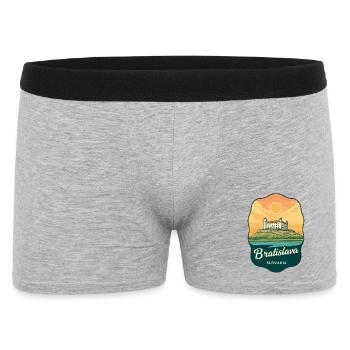 Bratislava Castle Retro Sunset Travel Badge - Men's Boxer Shorts - heather grey - Front