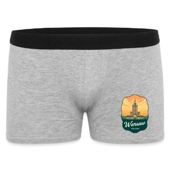 Warsaw Palac of Culture Retro Travel Badge - Men's Boxer Shorts - heather grey - Front