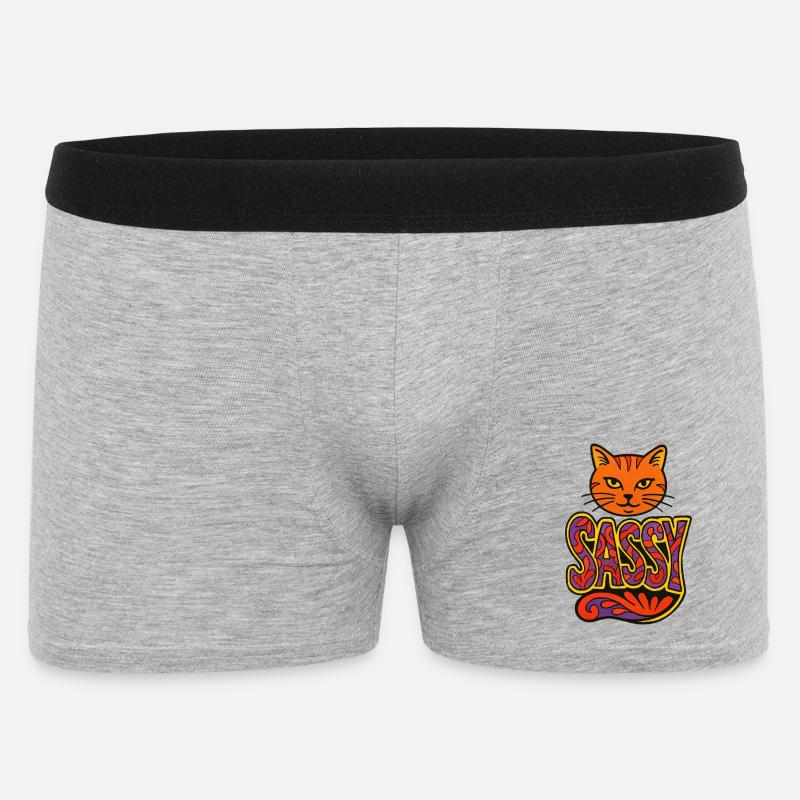 Sassy Cat Psychedelic Script - Männer Boxer Shorts - Grau meliert