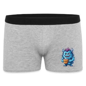 Kaffeemonster  - Koffein Zombie - Morgenmuffel - Männer Boxer Shorts - Grau meliert - Vorne