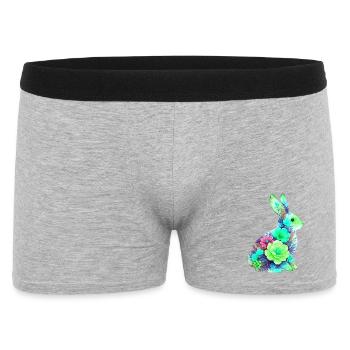 Hase Wasserfarben Blumen Ostern - Männer Boxer Shorts - Grau meliert - Vorne
