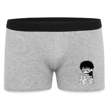 Student Burnout Sticker Books Black and White - Men's Boxer Shorts - heather grey - Front