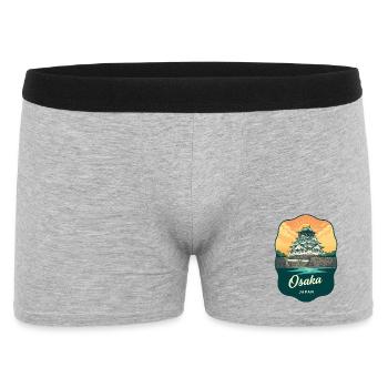Osaka Castle Japan Retro Sunset Travel Badge - Men's Boxer Shorts - heather grey - Front