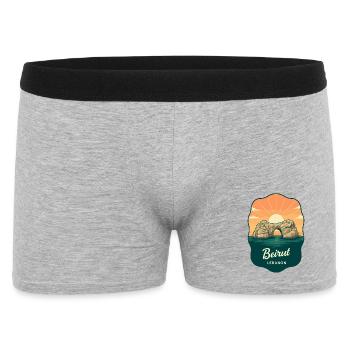 Beirut Raouche Rocks Retro Sunset Travel Badge - Men's Boxer Shorts - heather grey - Front
