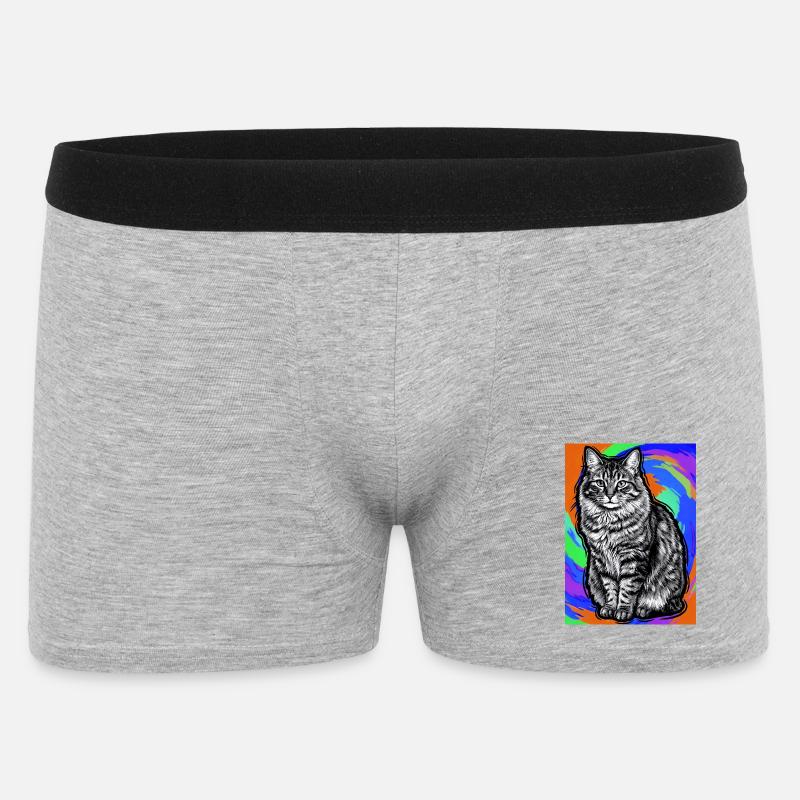Katze - Männer Boxer Shorts - Grau meliert