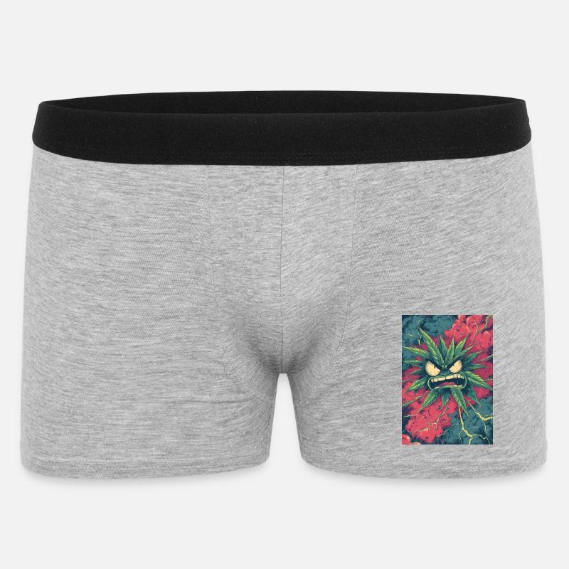Wütendes Hanfblatt-Chaos - Männer Boxer Shorts - Grau meliert