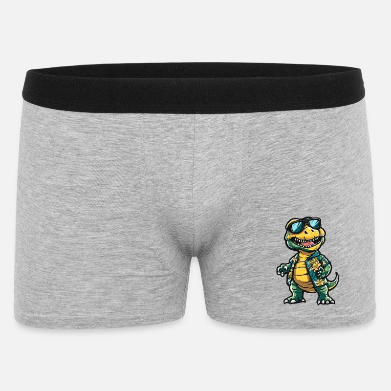 Dinosaurier T-Rex Comic Urlaub - Männer Boxer Shorts - Grau meliert