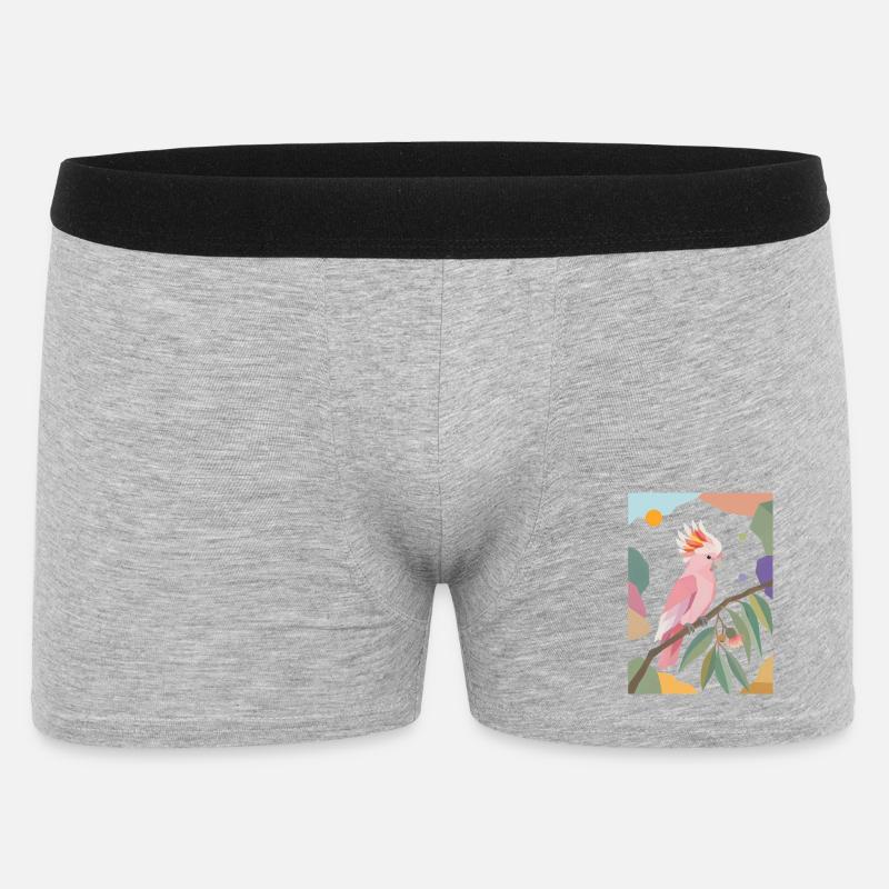 Rosa Kakadu Papagei Vogel Design - Männer Boxer Shorts - Grau meliert