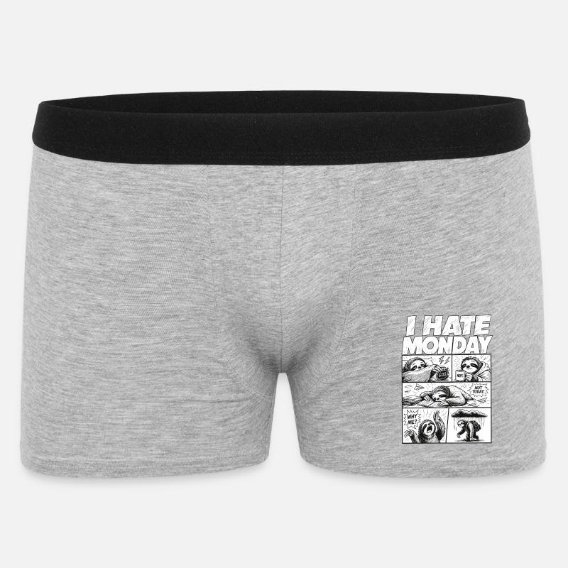 Je déteste Monday Sloth Comic - Boxer Homme - gris chiné