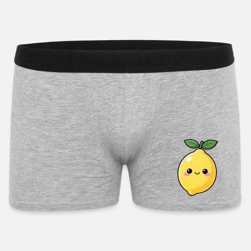 Kawaii Zitrone Geschenk  - Männer Boxer Shorts - Grau meliert