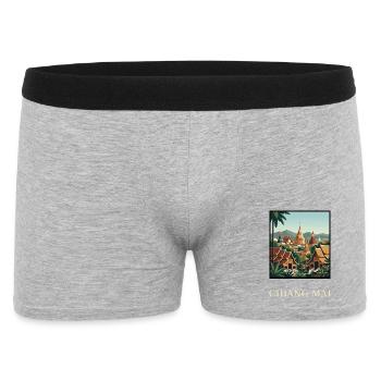 Chiang Mai Temples in Golden Sunset Thailand - Men's Boxer Shorts - heather grey - Front