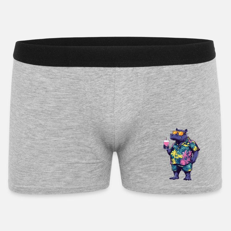 Hippopotamus Comic Summer - Men's Boxer Shorts - heather grey