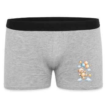 Teddybär-Ballon-Himmel-Laune - Männer Boxer Shorts - Grau meliert - Vorne