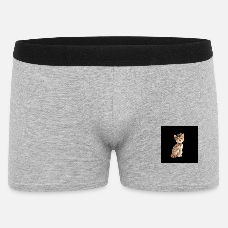 Kätzchen mit Fedora-Fliege - Männer Boxer Shorts - Grau meliert