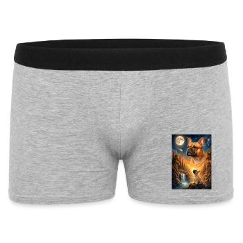 Howling to the Moon Hund Französische Bulldogge - Männer Boxer Shorts - Grau meliert - Vorne