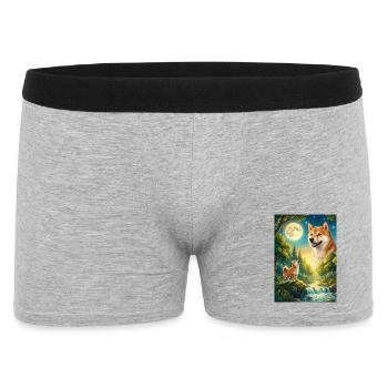 Hurler à la Lune Chien Mème Shiba Inu - Boxer Homme - gris chiné - Devant