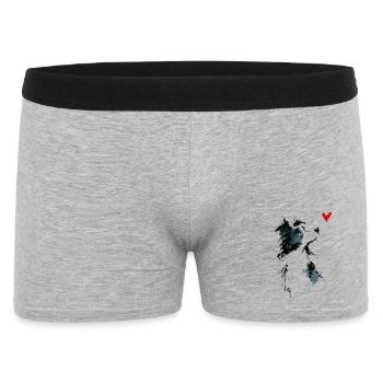 Border Collie Watercolor Heart Dog Gift - Men's Boxer Shorts - heather grey - Front