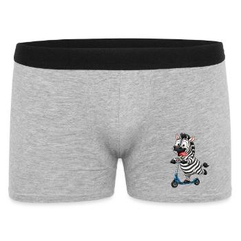 Funny Zebra on Scooter Cartoon - Men's Boxer Shorts - heather grey - Front